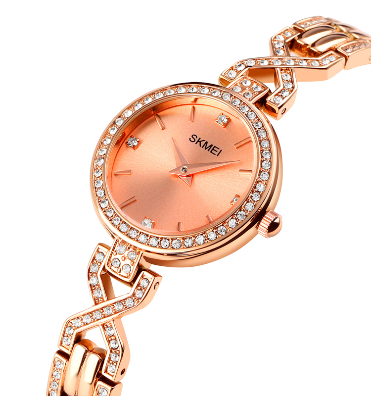 SKMEI 1738 Branded Watches For Women Full Rose Gold